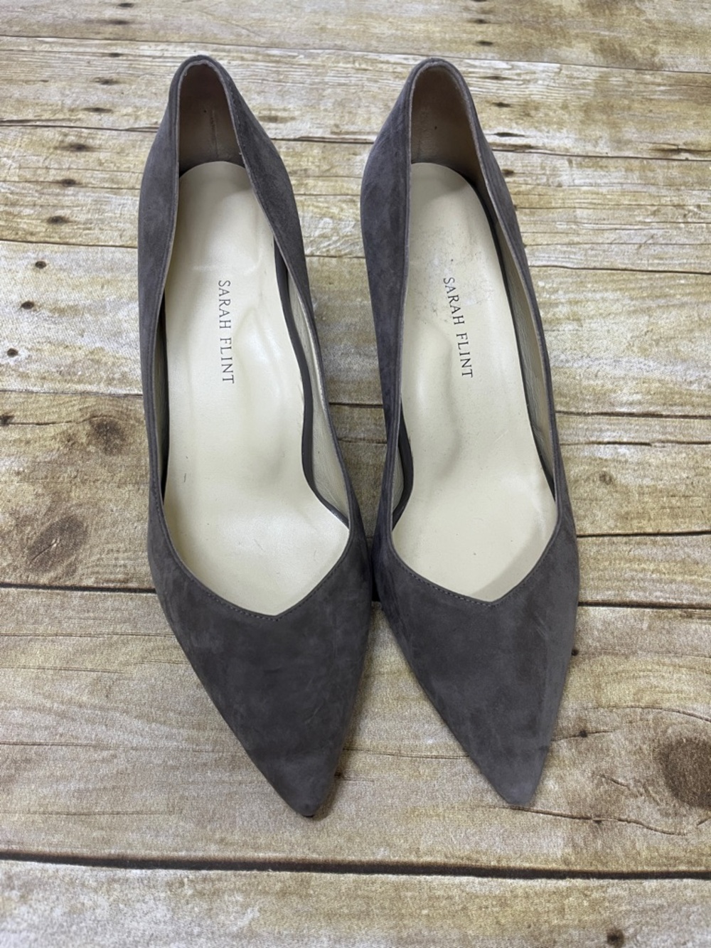 Sarah Flint Charcoal Suede Pointed-Toe Pumps Size 41/10